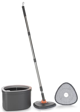 AQUA CLEAN Rotations-Mopp mit Frisch- & Schmutzwassertank | Trennt Frisch- und Schmutzwasser für hygienische Bodenreinigung auf Fliesen, Laminat, Parkett und PVC