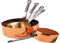 BAUMALU - Lot de 5 Casseroles Lisses - en Cuivre Massif, Intérieur Étamé - Spécial Gaz - Manche Fixe en Fonte - Design Traditionnel Français Made in Alsace - Ø12-20cm - Cuivre, Argent