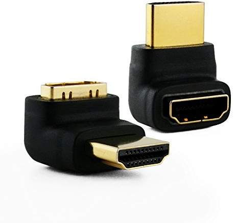 Cablesson Right-Angle 270 Degree HDMI Adapter (24K Gold Plated v1.3 & v1.4 & 2.0 supported 1080p Full HD) - High Speed - 2160p, 4k2k - 3D Enabled Blu-ray Blu-ray LED LCD HDtv - Black