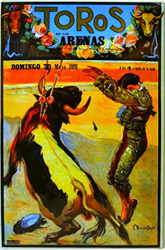 Blechschild, Retro, Vintage, Katalonien, Spanien, Blechschild, 50 x 33,5 cm (Plaza de Toros LAS Arenas Banderillero)