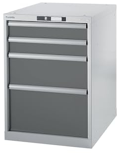 Lista | Werkbank-Baukastensystem | Unterbauschrank | Höhe 800 mm | 4 Schubladen | graumetallic