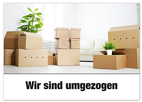 Einladungskarten Manufaktur Hamburg 8 x Postkarten für Umzug - Motiv Umzugskartons - Wohnungswechsel, Einzug, Auszug, neue Adresse, Karte