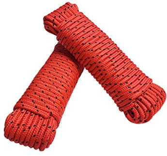 Green Home Corde polypropylène 8 mm x 40 m (2 x 20 m) rouge/noir lot de deux unités - amarré, cordes polypropylene corde multifonctionnelle, ficelle de jardin, charge de rupture : 700 kg