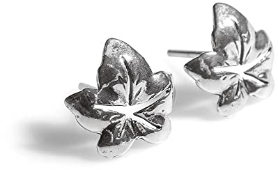 HENRYKA Ohrstecker Efeublatt 925 Sterling Silber, Waldland Botanischer Schmuck, Schlichte Ohrstecker, Elfenschmuck