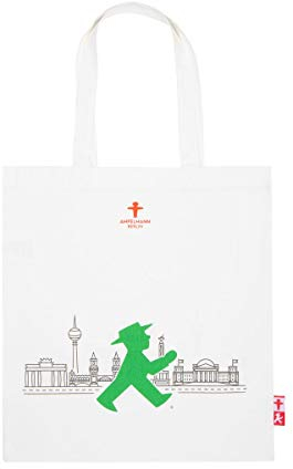 AMPELMANN Hauptstadttasche | Stoffbeutel naturweiß | 38 x 40 cm 100% Baumwolle mit Geher und Berlin Silhouette