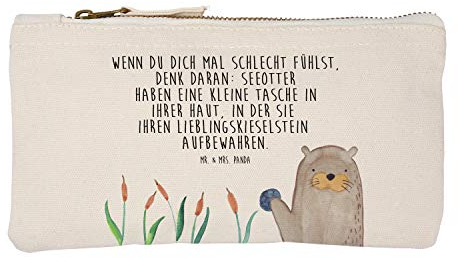 Mr. & Mrs. Panda Schminktasche Otter Stein Größe S Klein - Geschenk, Pflanzen, Kosmetiketui, grüßen, XXL, Kosmetikbeutel, Otter Seeotter See Otter,