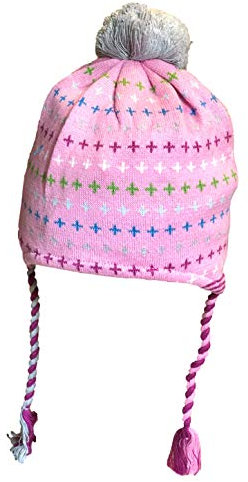 Döll Mütze Inkamütze Strick Baby Bommel Baumwolle (rosa, 43)