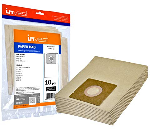 Invest - Lot de 10 sacs filtrants de rechange compatibles avec Rowenta RO 1700-1799 Compacteo, RO 1855, RO 5227, RO 524321, RO 5253OA, ZR 0039, ZR 0041 - Marron