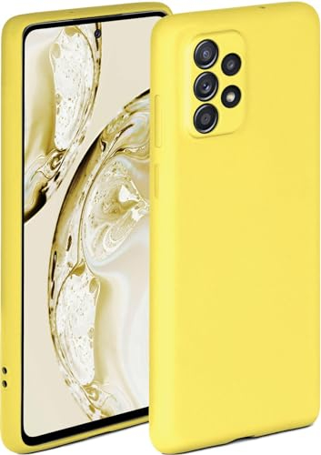 OneFlow Custodia morbida compatibile con Samsung Galaxy A52 / A52s 5G, custodia in silicone con bordo rialzato per la protezione dello schermo, custodia morbida per telefono, Giallo opaco