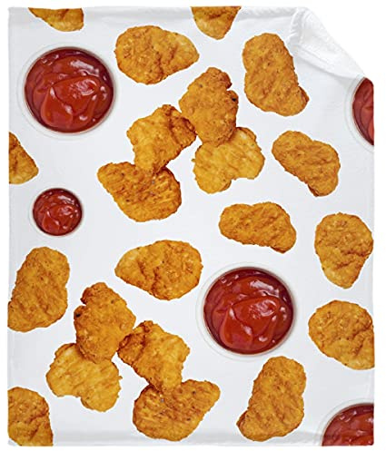 Chicken Nugget Decke, Essensdecke für Erwachsene, Chicken Nuggets, Geschenke, weiche, flauschige Decke für Bett/Sofa/Couch/Wohnzimmer/Schlafzimmer, Nugget-Decke für Kinder und Erwachsene, 101,6 x
