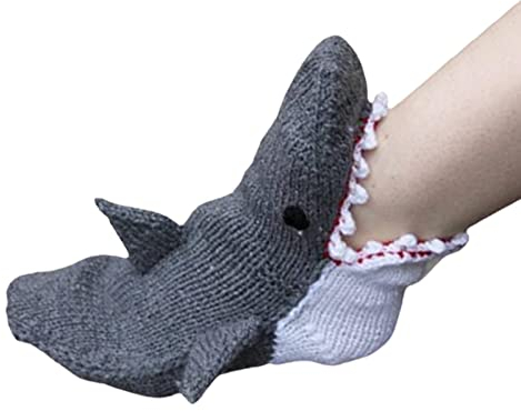 Krokodil Socken Gestrickte Stricksocken Hai Socken - Kuschel Knitting Tier Socks Untraditionelle Moderne Strick Fischsocken Skurrile Alligator Bodensocken Winter Home Warme Socken