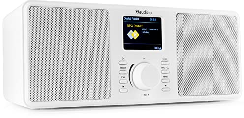 Audizio Monza Dab Plus Radio con Bluetooth, Dab Plus, Despertador, Sleeptimer, Radio Stereo Sonido UKW, 20 Espacios de Memoria, Radio Digital, Radio de Cocina Dab con Pantalla a Color, Color Blanco