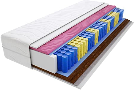 Godre Matratze 70x200 cm Doppelmatratze, H3 & H5 Federkernmatratze, Taschenfederkernmatratze 24 cm Hoch Kokosfaser Profilierter Moletschaum Rosshaar Hypoallergene, HR-Schaum Rigo Molet Max