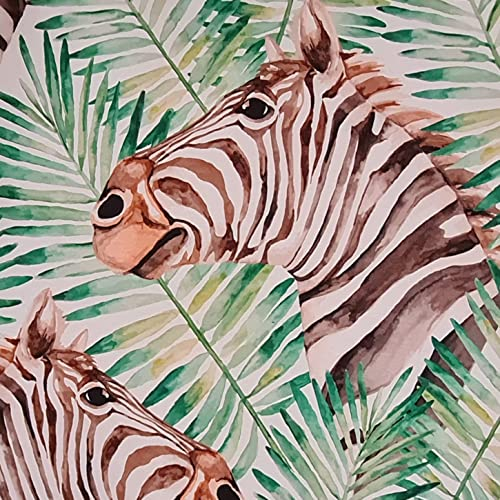 !!SALE!! Stoff Baumwolle Meterware Zebra grün weiß braun Dekostoff Vorhangstoff