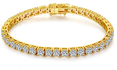 jiamiaoi Tennis Armband Gold 4mm Tennis Deluxe Armband Gold Zirkonia Goldene Tennisarmband für Damen Herren Damen SchmuckGeschenk für Liebhaber Mama