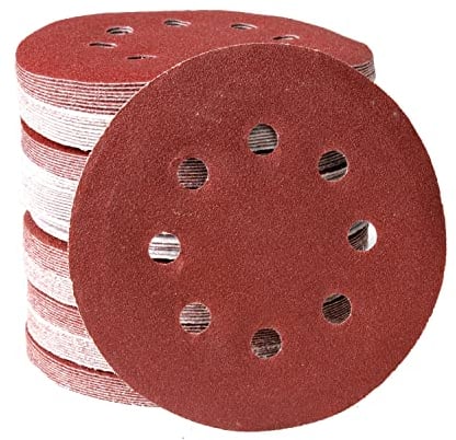 CCLIFE Schleifpapier 125mm Klett Set Exzenterschleifer, 120 körnung 100 Stück 8 Löcher