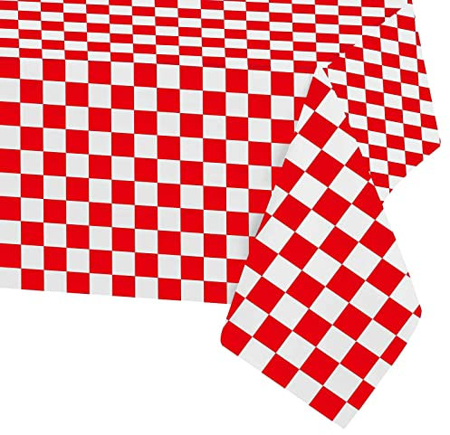 137*274cm Disposable Checkered Flag Red Table Cloth Table Covers,Racing Car Party Rectangular Dining Table Cover Tablecovers Plastic Tablecloths for Picnic,Cocktail,Birthday Parties Decorations