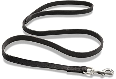 Premium Leder Hundeleine Shorty 1m - Vollleder Hundeleine - Führleine mit Bolzen-Karabiner - Shorty (Schwarz)
