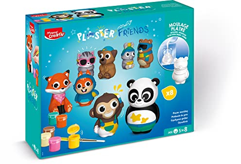 Maped Creativ - Plaster Friends Maxi Coffret - Kit Complet de Création de 8 Figurines en Plâtre animaux - Facile à Réaliser - Activité Manuelle et Artistique Dès 5 Ans