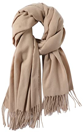 Kaschmir-Gefühl Schals für Damen, langer Fransen-Schal, Damen-Wickeltücher, Schals, camel, One size