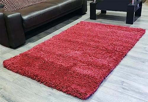 Roseley Modern Shaggy Rug No Shedding Super Soft Fluffy Office Living Room Bedroom Carpet Small Medium Large 4cm Pile Oeko- Tex [110 x 170cm, Maroon]