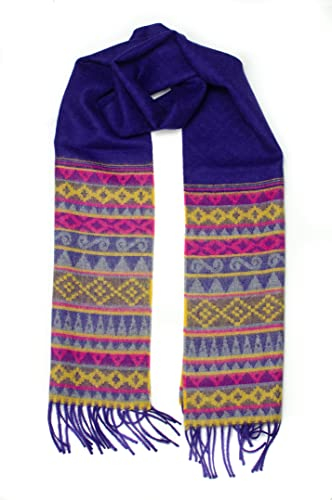 PREMIUMARMADA Purer Wollschal aus 100% Wolle Alpaka, eleganter Winterschal, Wollschal aus feiner 100% Alpaka Wolle, weich, warm, pures elegantes Naturhaar unisex, natur (bunt blau lila)