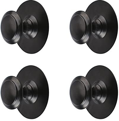 MOROBOR Lot de 4 boutons de tiroir en acier inoxydable auto-adhésifs instantanés pour porte coulissante avec vis de montage pour armoire en verre (noir mat)