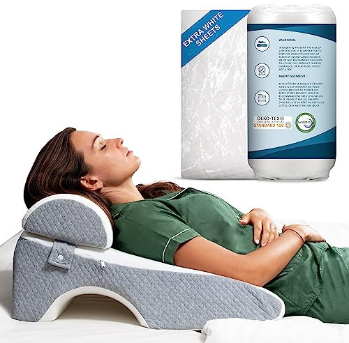 DIGAR Keilkissen für Bett, 20,3 cm, Memory-Schaum-Keilkissen zum Schlafen, Dreieckskissen, Säure-Reflux-Kissen, Post-Operations-Stützkissen, Rücken-, Kopf-, Knie-, Ellenbogenstütze,