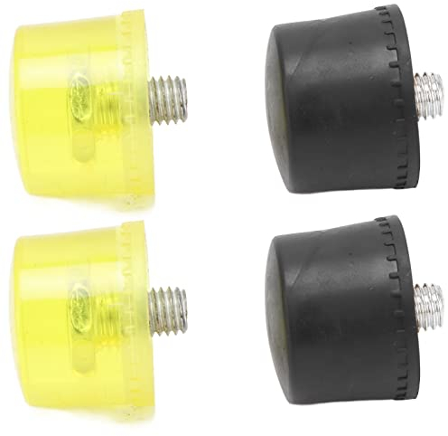 4-teiliges Gummihammer-Ersatz-Schlagkopf-Set mit Gelb-schwarzen Kunststoffhammerkopfspitzen für Schmuckhandwerker, Lederhandwerk, Holz, Bodenbelagsverlegung (Φ35mm)