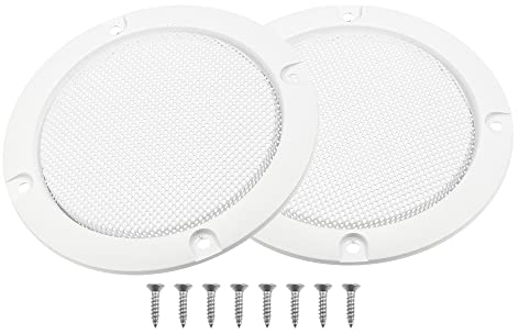 X AUTOHAUX Lot de 2 caches de Haut-Parleur en métal pour Voiture de 3 Pouces avec 8 vis, Blanc