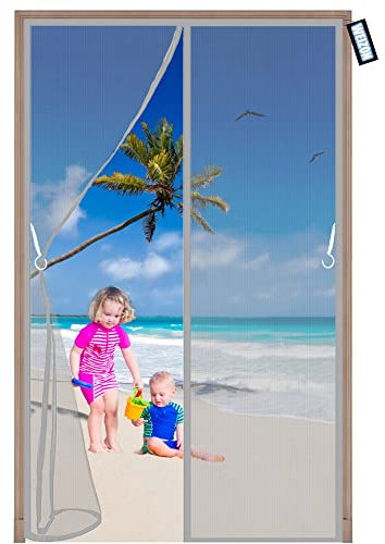 Zanzariera Porta Finestra A Rullo 295x260cm Grigio Tenda Anti-zanzare Totalmente Magnetica Chiusura Automatica per Porta Finestra/Balcone Punch Gratuito