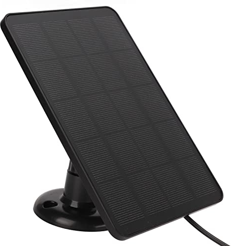 Panel Solar para Cámara de Seguridad Inalámbrica para Exteriores, Cargador Solar de 4 W 5 V, Fuente de Alimentación Solar Continua para Cámara de Seguridad con Batería Recargable (Negro)