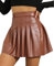 Damen Sexy PU Leder Falten Kurze Faltenrock Röcke Hohe Taille Solide Stretchy Kunstleder Minirock S