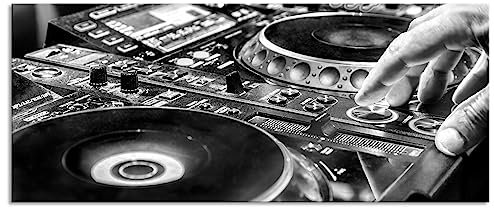Pixxprint Glasbild Panorama, Wandbild aus Echtglas, Modern beleuchteter DJ Pult, 120x50 cm, inkl. Aufhängung und Abstandshalter