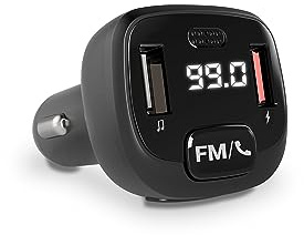 Energy Sistem Car FM Talk FM-Transmitter für das Auto (Bluetooth, microSD, USB, MP3, Sprachassistent, Freisprechfunktion), Schwarz