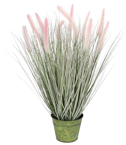 Künstliches Fuchsschwanzgras im Zinktopf Gras Kunstpflanze Kunstgras Ziergras Grünpflanzen Dekogras Grasbüschel Ziergras Solitärgras Deko Grasarrangement Borstenhirse Panicoideae Süßgräser Setaria