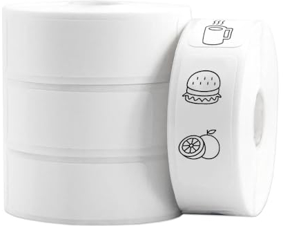 CAREDGO 4 Rollen Thermo Etiketten 12x40mm Etiketten Weiß Selbstklebend Etikettenband Etikettendrucker Thermo Papier Kompatibel mit P11/P12/P15/D30/D35 Beschriftungsgerät für Schule Zuhause Büro