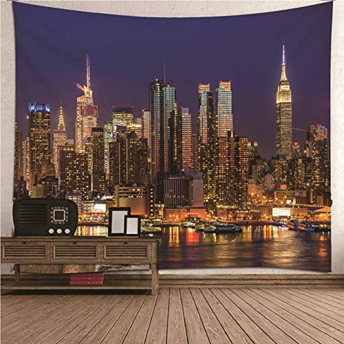 CEVAN Wandbehang XL Wanddekoration Zimmer Nächtliche Stadtlandschaft Tuch Wandteppich Wanddecke Tumblr Kunst Dekorationen Decke Wandbehang Stoff Mehrfarbig 150x130cm