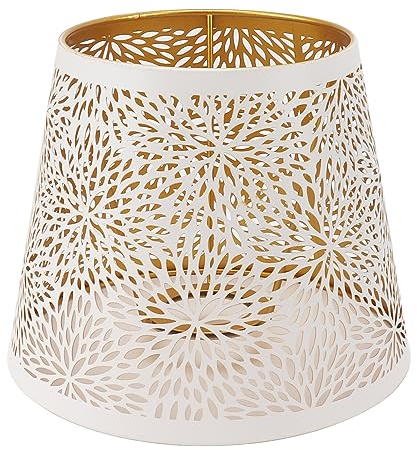 Kleiner Lampenschirm, 19x15x13cm E27 E26 Weiß Geschnitztes Blumenmuster Eisen Kunst Hohles Design Lampenschirme für Tischlampe, Schlafzimmer, Nachttisch Dekoration