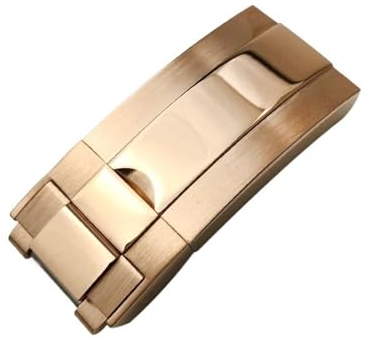 ORKDFJ Faltschließe aus Edelstahl für Rolex Submariner Oysterflex Daytona GMT Uhrenarmband, Faltschließe, Glänzende Rose, 16mm X 9mm