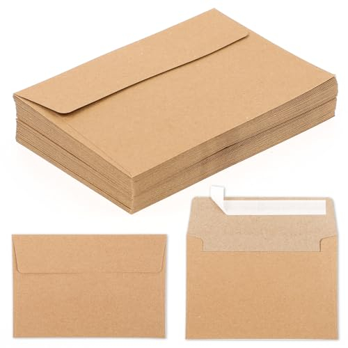 50 Stück kraftpapier kuverts Umschläge Briefumschläge Selbstklebend Hohe Qualität Kraftpapier Vintage Umschläge ohne Fenster Geschäftsumschlag für Grußkarten Geburtstagskarten Hochzeit Einladungen