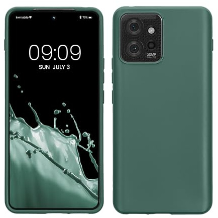 kwmobile Hülle für Motorola ThinkPhone TPU Case - Handyhülle unterstützt kabelloses Laden, Flexible Schutzhülle, gummiertes Cover in Tannengrün