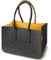 Miqio Design Filz Shopper | große Einkaufstasche mit Henkel und Innentasche | Shopping-Bag Einkaufskorb | Tragetasche aus Filz| Aufbewahrungskorb | Dunkelgrau-Gelb