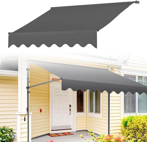 Ersatzstoff für Einziehbare Klemmmarkise, Einziehbare Ersatzplane für Terrassen Klemm Markise aus PU-Beschichtetem Polyestergewebe mit UV-Schutz(Color:Gray,Size:118/300cm)