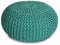 Amago home Strickhocker Pouf Ø45 o. 55cm Bodenkissen Sitzpouf XXL Baumwolle nachhaltig Größe ø 45 cm, Farbe türkis