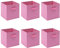 Homullel Foldable Storage Cubes Set of 6, Fabric Storage Boxes, Closet Storage Drawers Storage Organizer for Clothes (Band, Pink)