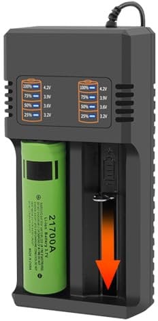 Universal battery charger for 3.7V/3.6V 18650 battery, Li-ion 18650 rechargeable battery, 26650 22650 18490 18350 Ni-MH Ni-CD AA AAA C Battery Charger with USB Cable, Fast Charging