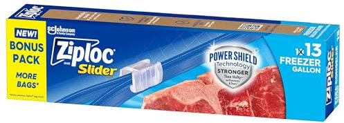 Ziploc Sliding Gallon Food Storage Bags with Power Shield Technology for Durability, Total 13 Bags