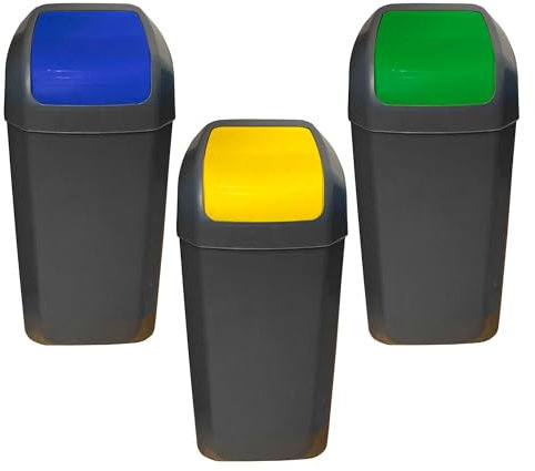 Genérico Set 3 PAPELERAS DE Reciclaje, Papel,Vidrio,Organico de 15L cada uno