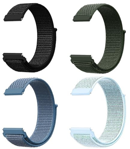 JSTHHTT 4 Pièces Nylon Réglable Bracelet à Libération Rapide pour Femme et Homme (22mm Cyan Clair, Bleu Cape, Vert Militaire, Noir)